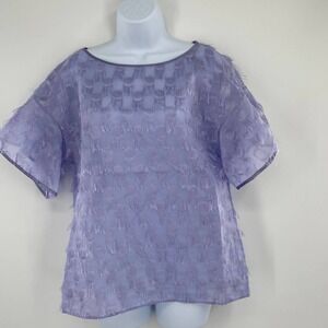 BANANA REPUBLIC Lavender Shiny Eyelash Oversize Short Sleeve Top S  NWT